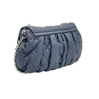 Chain Around Crossbody Bag Navy in Lambskin, Silver hardware