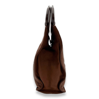 Vintage CC Brown Top Handle Bag in Calfskin, Gold hardware