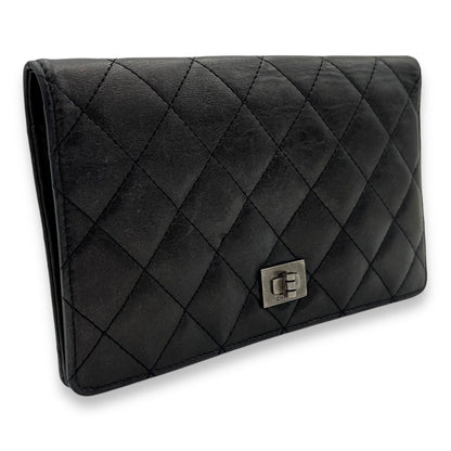 Reissue Wallet Black in Calfskin, Ruthenium hardware