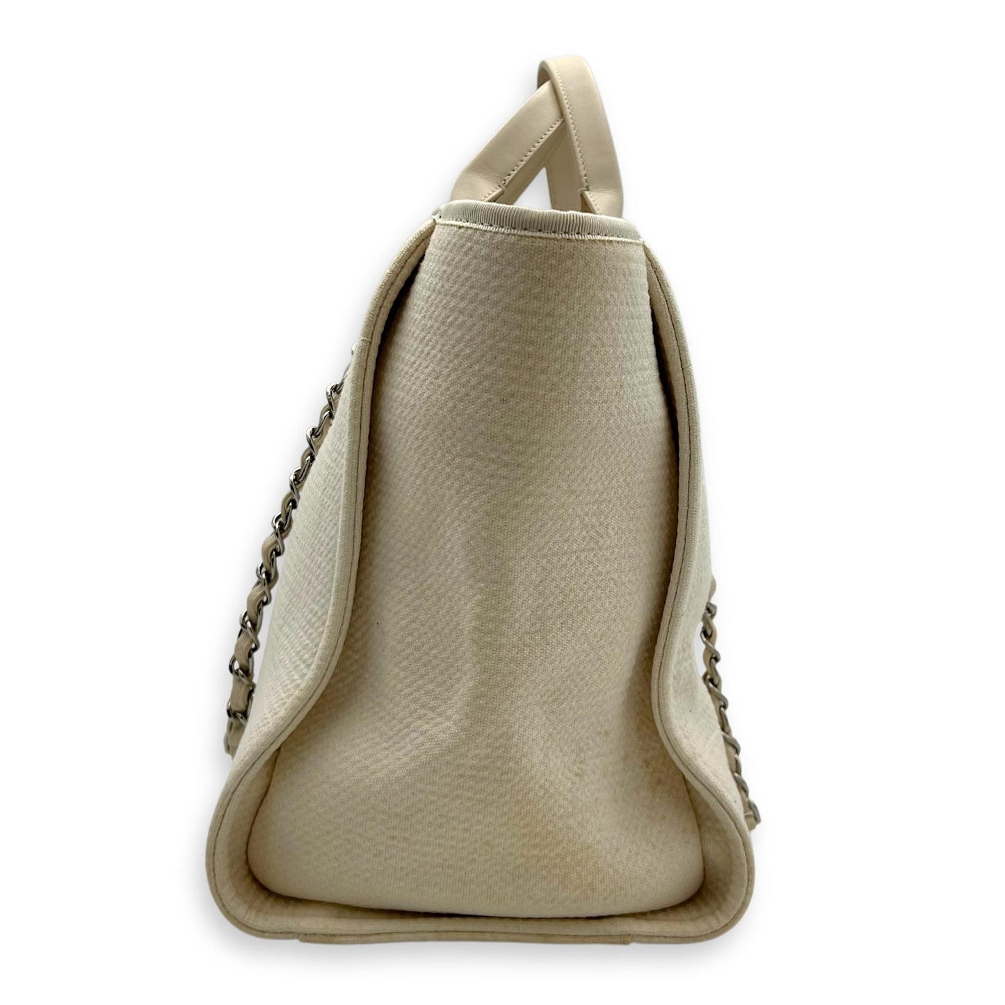 Deauville Tote Bag White in Canvas, Silver hardware