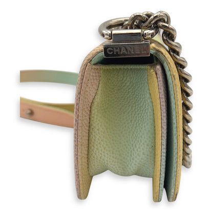 Boy Mini Multi-colour Shoulder Bag in Caviar Leather, Silver hardware