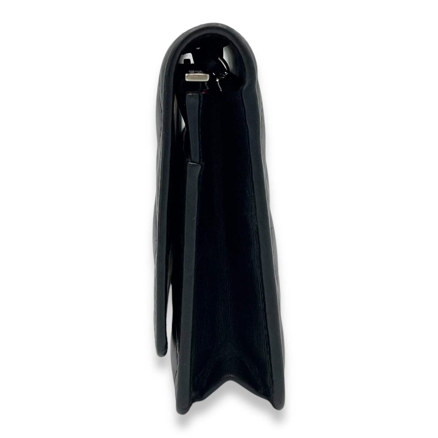 Cambon Wallet On Chain Black in Lambskin, Silver hardware