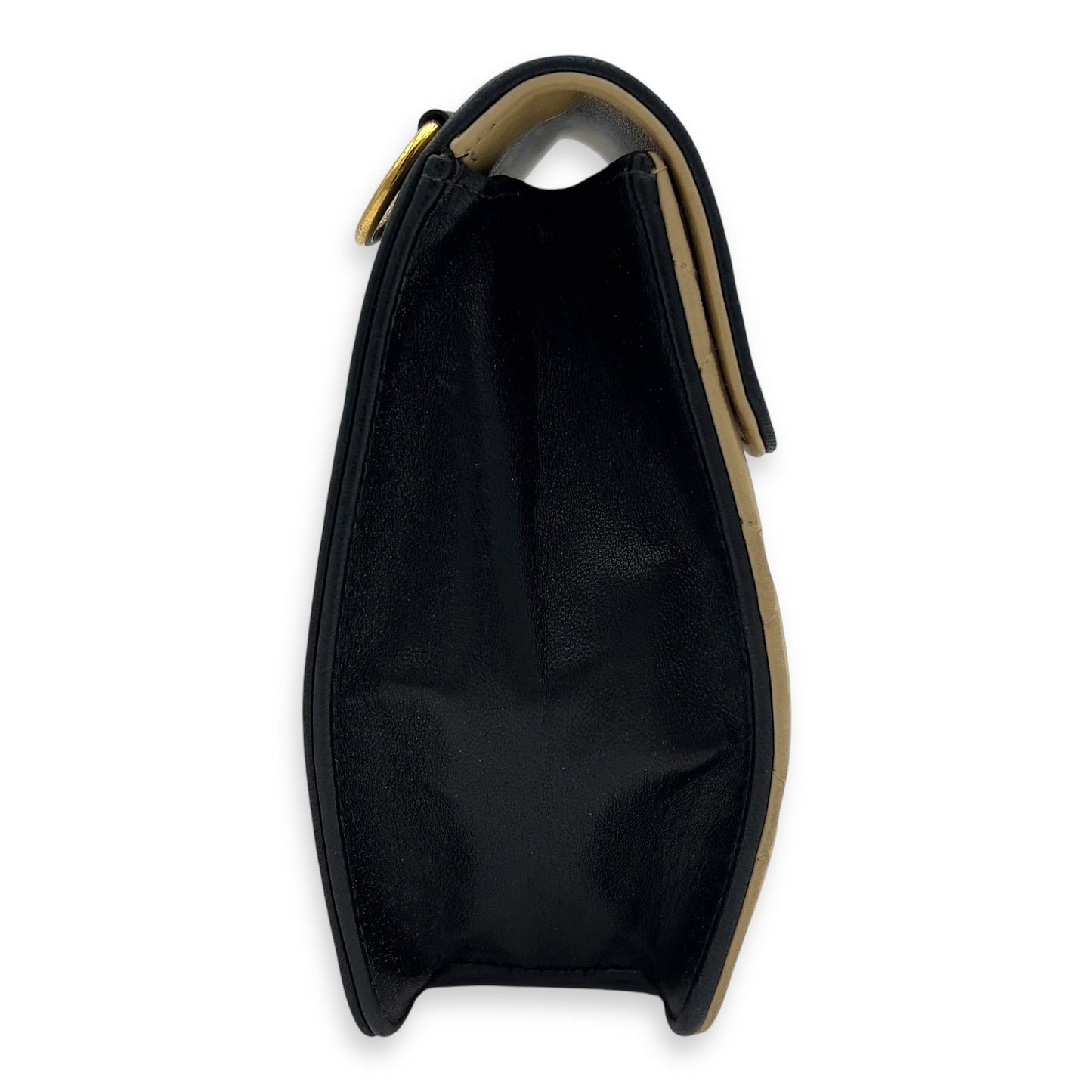 Vintage Quilted Beige Crossbody Bag in Calfskin, Gold hardware
