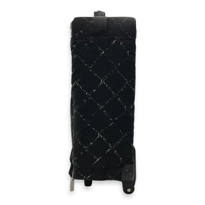 Suitcase Luggage Black in Nylon, Silver hardware