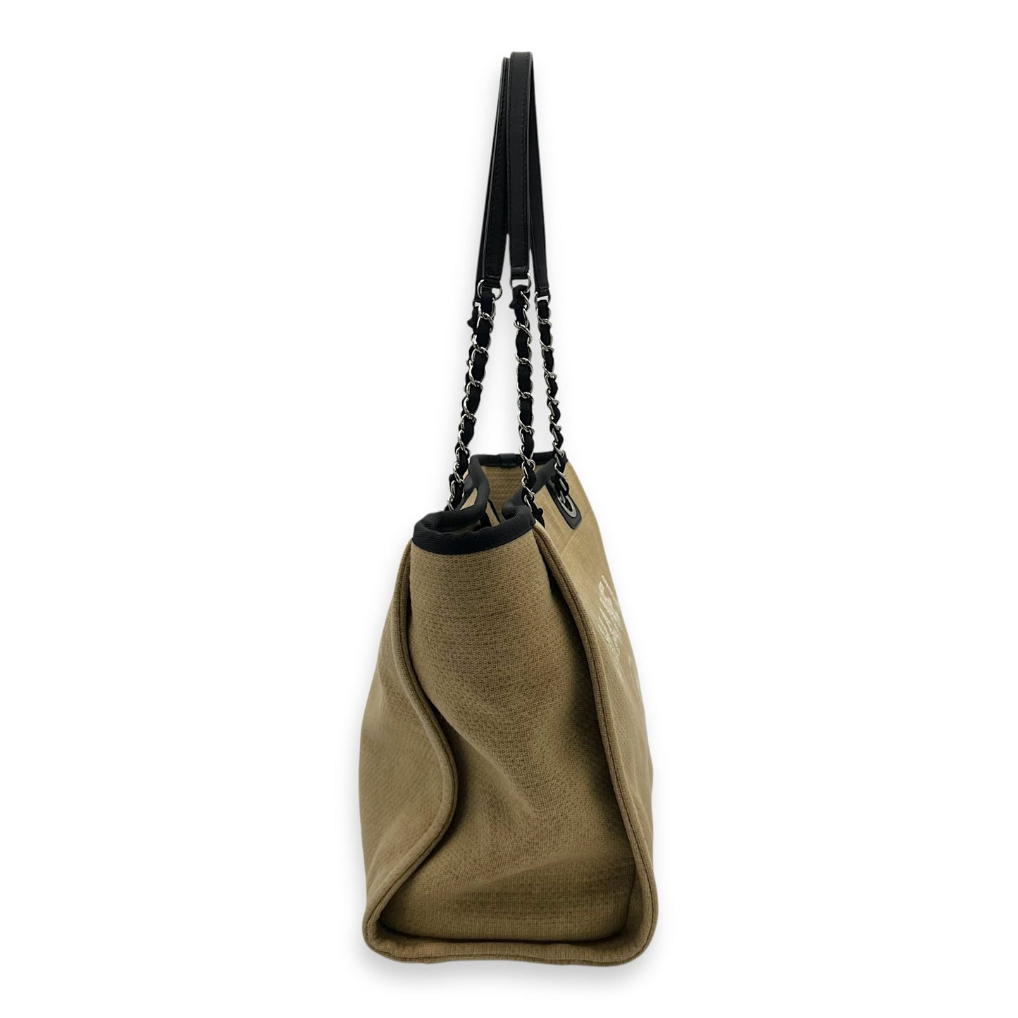 Deauville Tote Bag Beige in Canvas, Silver hardware