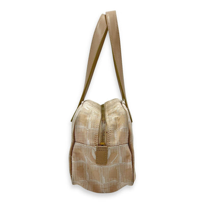 Travel Line Top Handle Bag Beige in Canvas, Gold hardware
