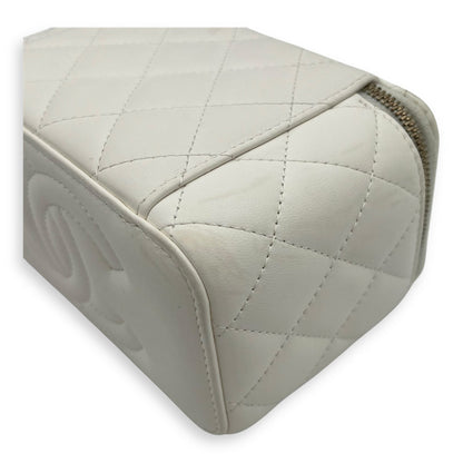 Vanity pearl crush Crossbody Bag White in Calfskin, Gold hardware
