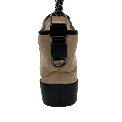 Gabrielle Large Beige Shoulder Bag in Calfskin, Mixed hardware