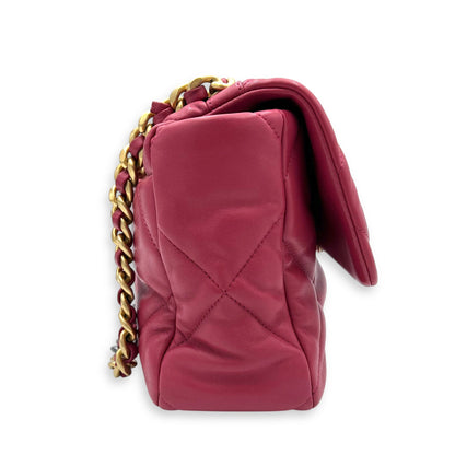 C19 Large Pink Shoulder Bag in Lambskin, Mixed hardware