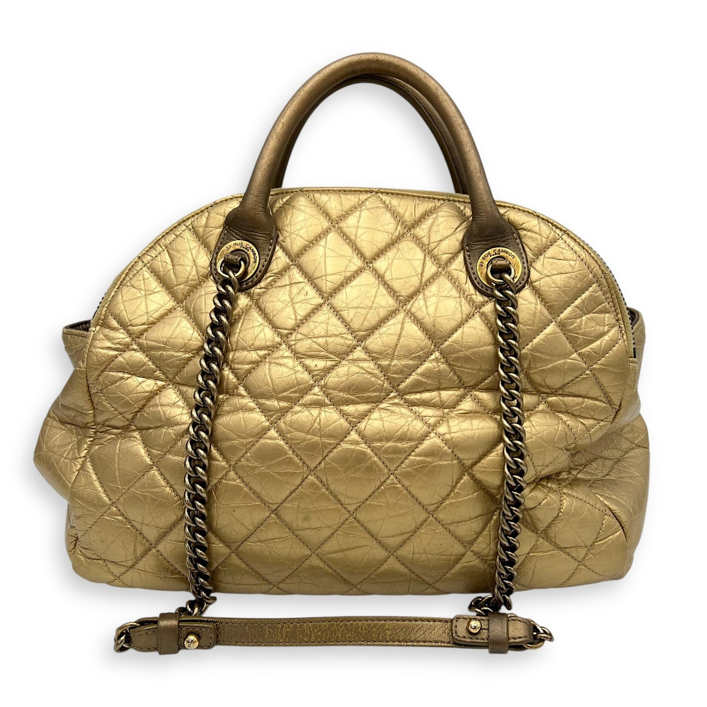 2 WAY BAG Top Handle Bag Gold in Calfskin, Brushed Gold hardware