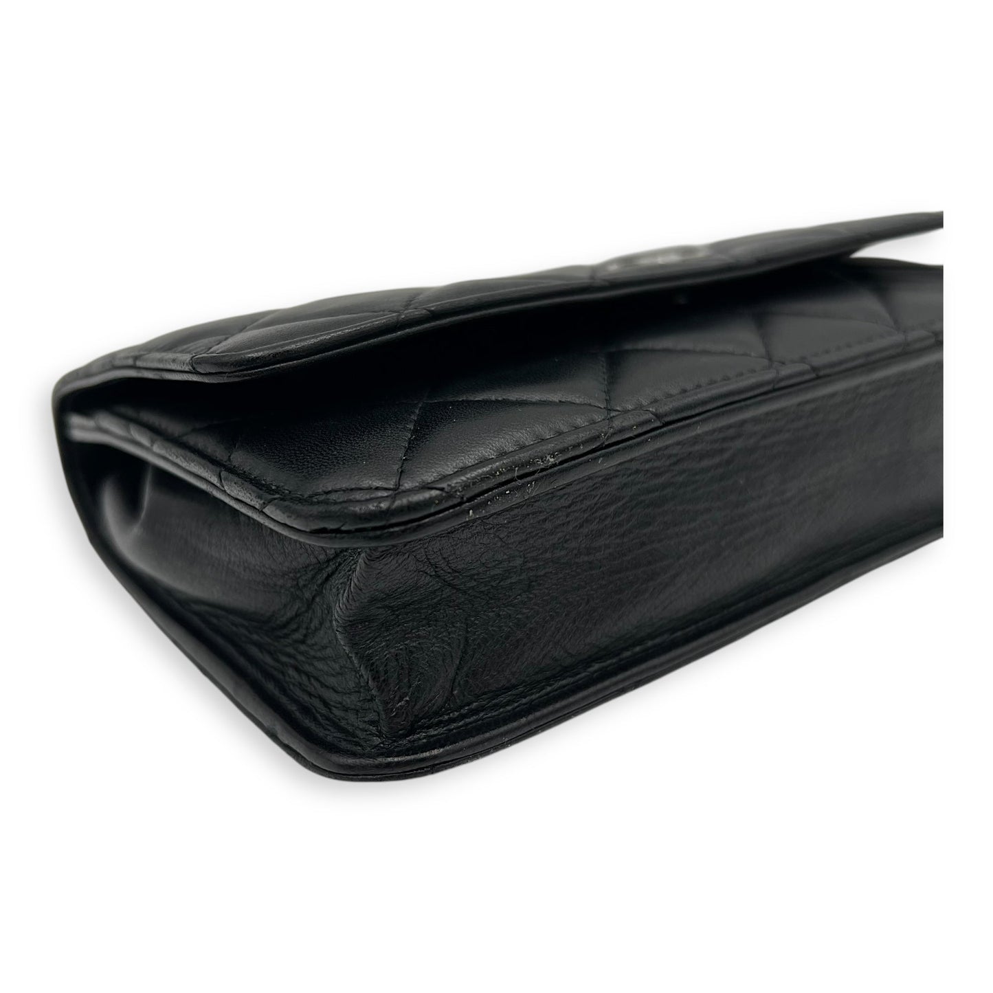 CC Wallet On Chain Black in Lambskin, Silver hardware