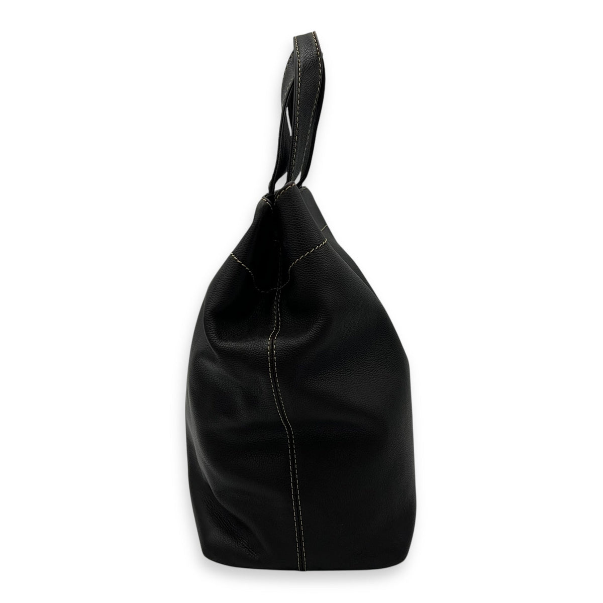 CC Tote Bag Brown in Caviar Leather, Ruthenium hardware