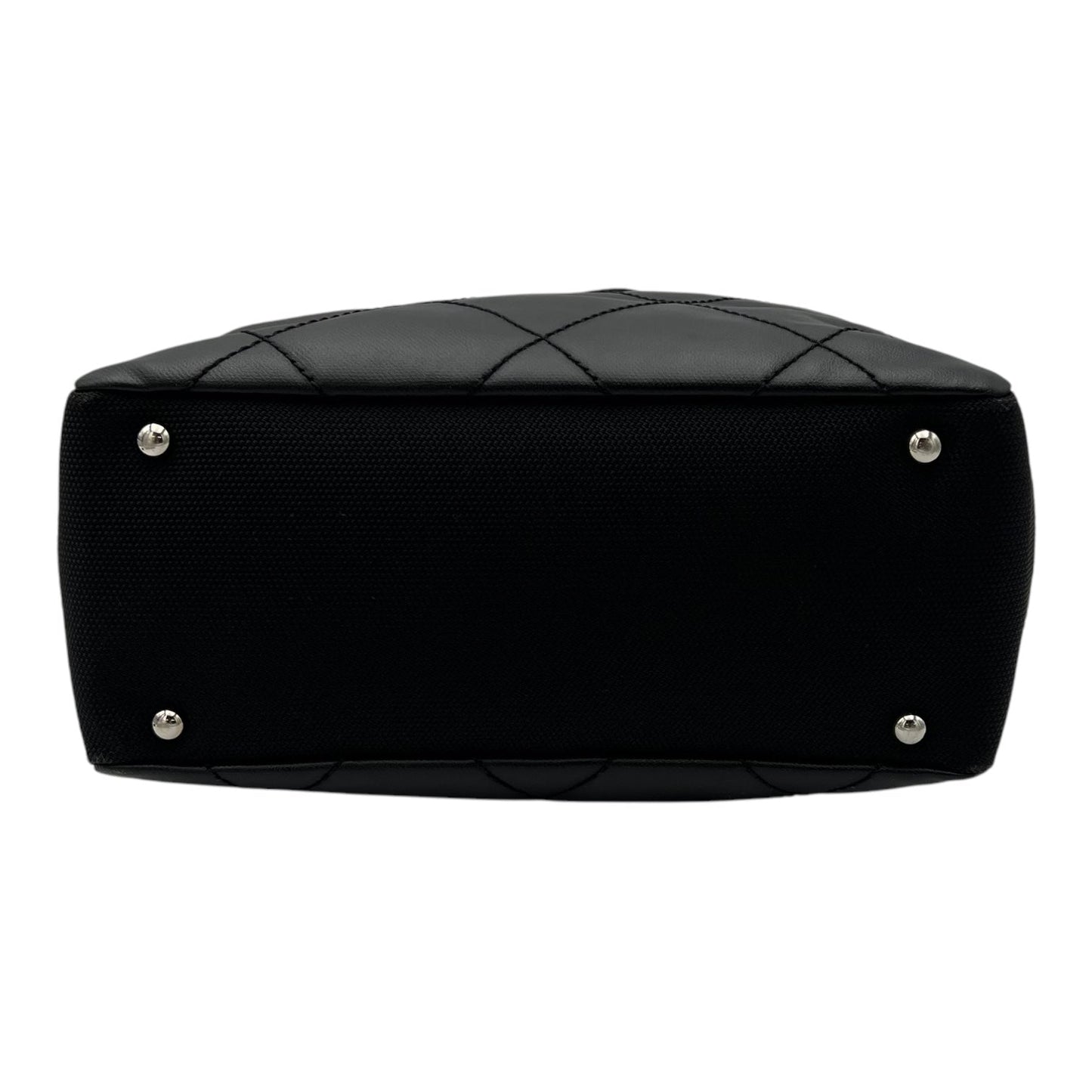Paris Biarritz Shoulder Bag Black in Coated Canvas, Silver hardware