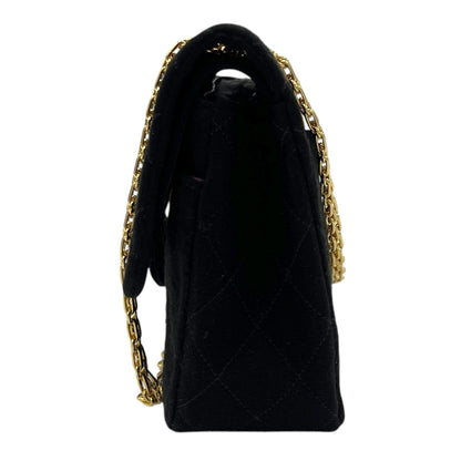 Classic Shoulder Bag Black in Jersey, Gold hardware