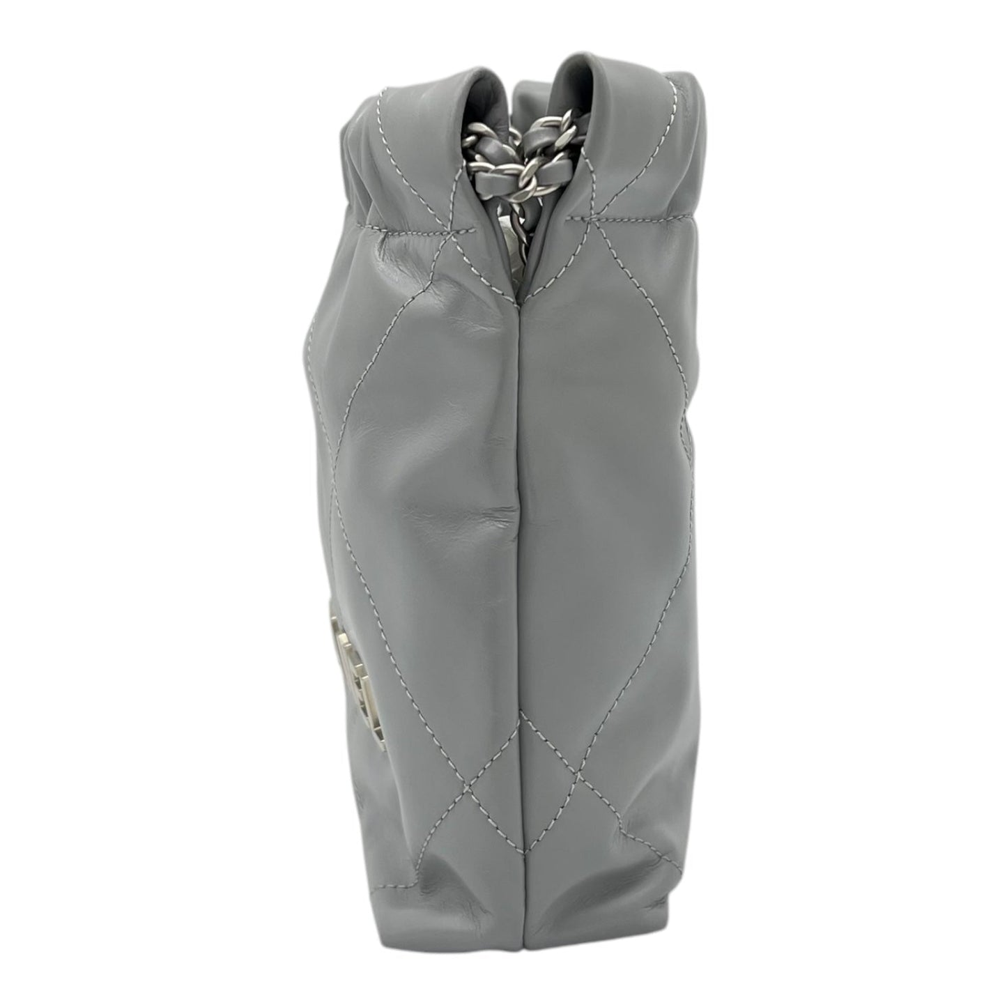 22 Tote Crossbody Bag Mini Grey in Calfskin, Silver hardware