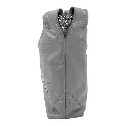 22 Tote Crossbody Bag Mini Grey in Calfskin, Silver hardware