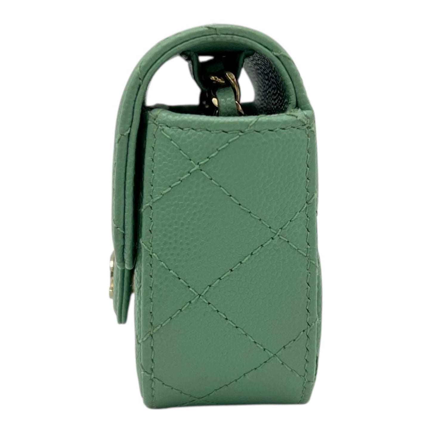 CC Green  Wallet Crossbody in Caviar Leather, Gold hardware
