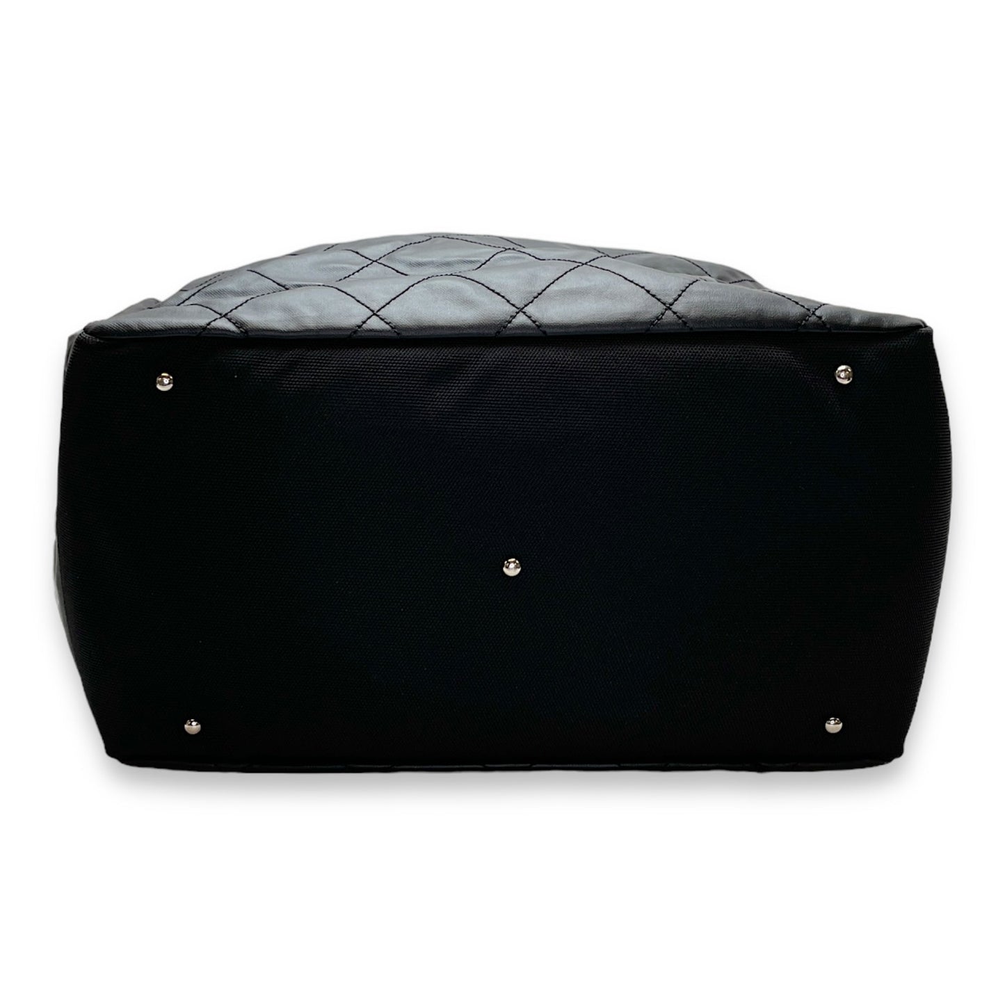 Biarritz Black Shoulder Bag in Coated Canvas, Silver hardware