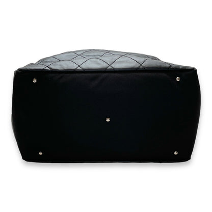 Biarritz Black Shoulder Bag in Coated Canvas, Silver hardware