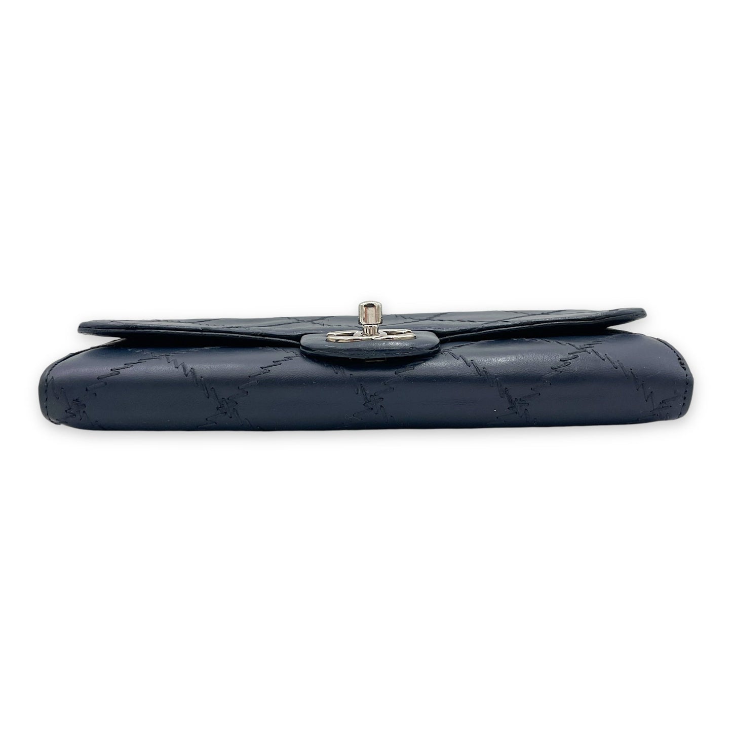 Ultimate Stitch Blue Wallet On Chain in Lambskin, Silver hardware