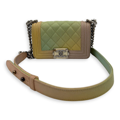 Boy Mini Multi-colour Shoulder Bag in Caviar Leather, Silver hardware