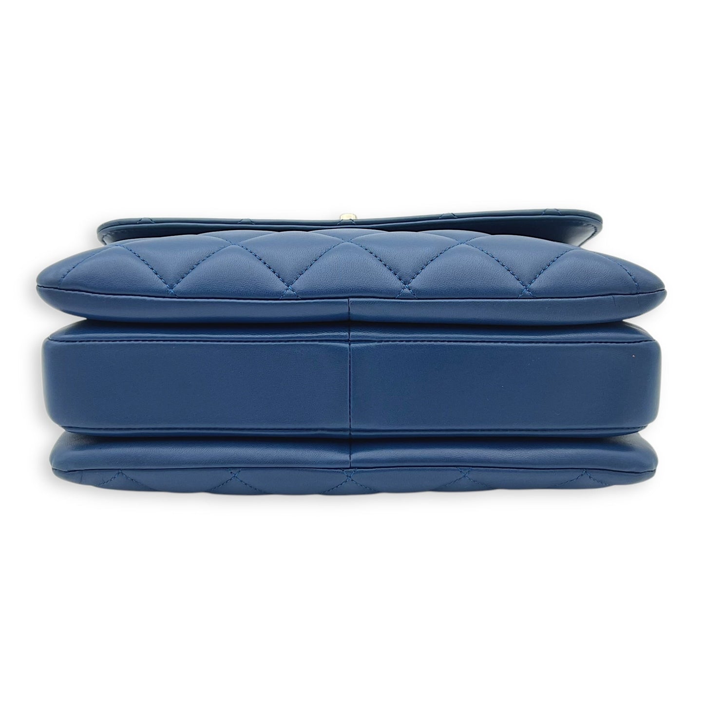 Trendy CC Top Handle Bag Blue in Lambskin, Gold hardware