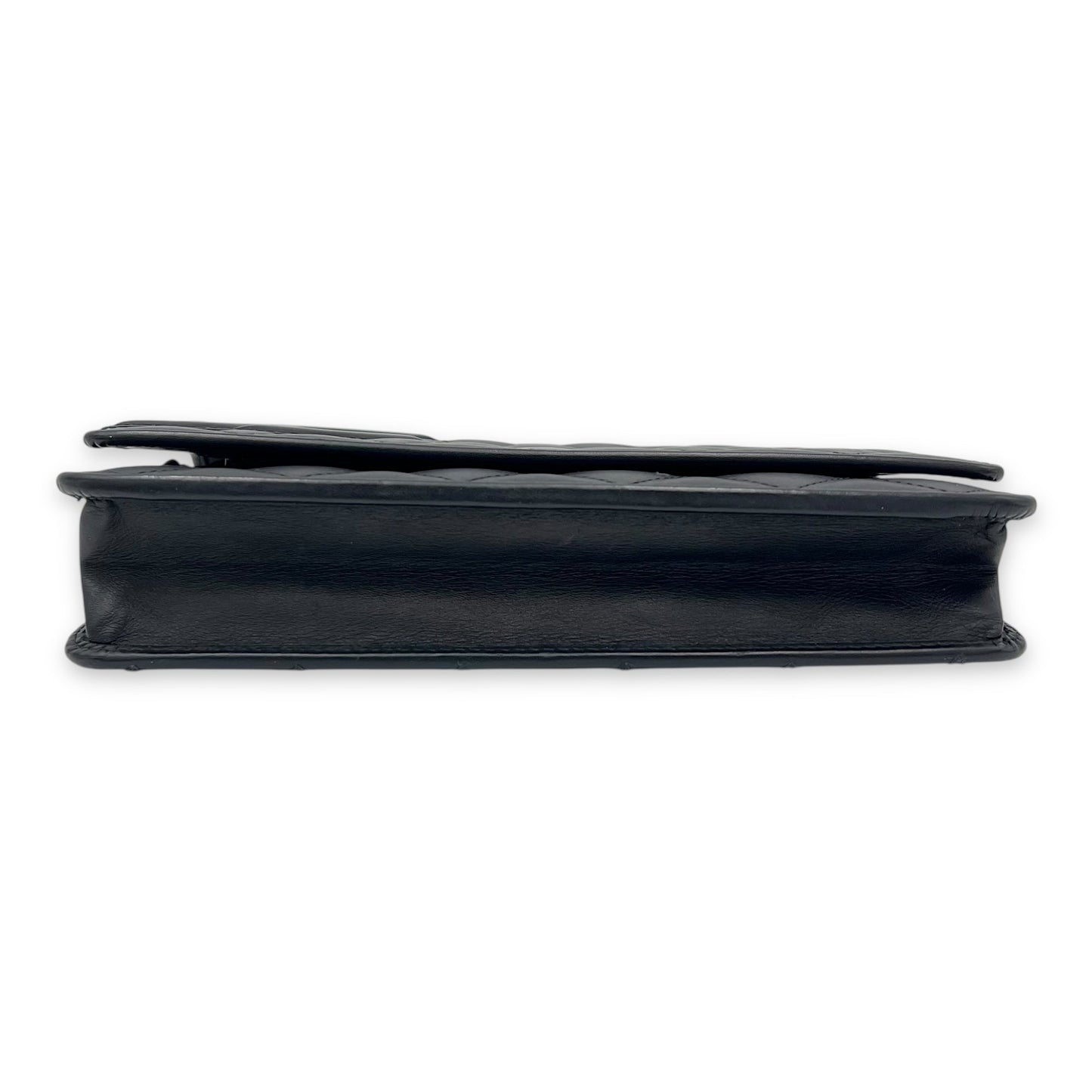 Cambon Wallet On Chain Black in Lambskin, Silver hardware