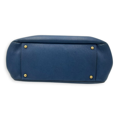 CC Lock Top Handle Bag Blue in Caviar Leather, Gold hardware