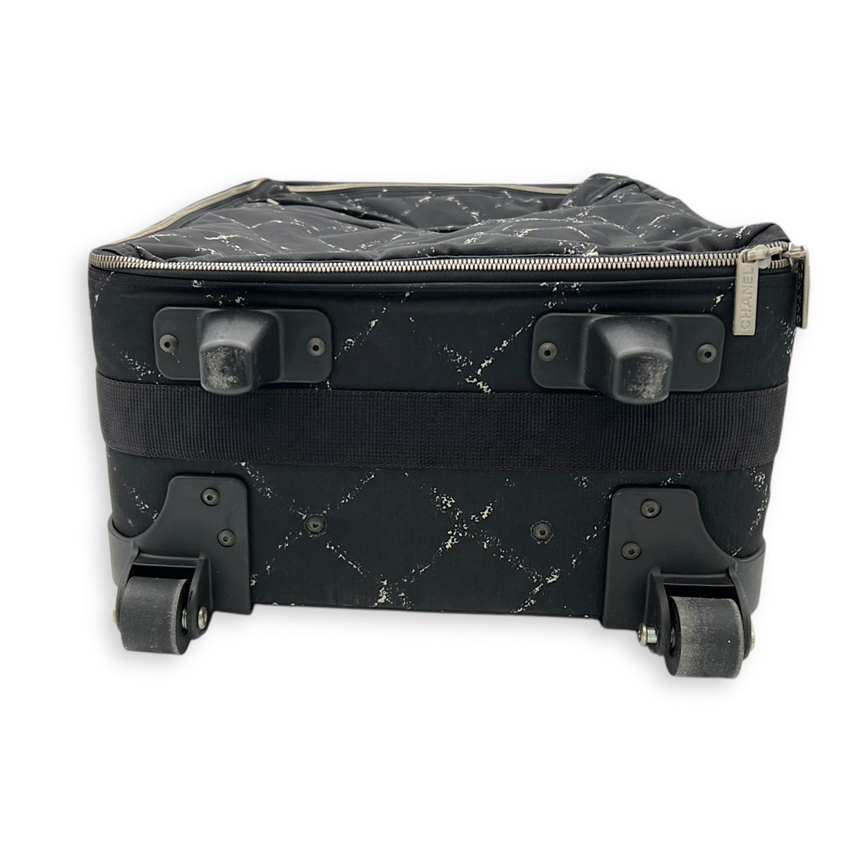 Suitcase Luggage Black in Nylon, Silver hardware