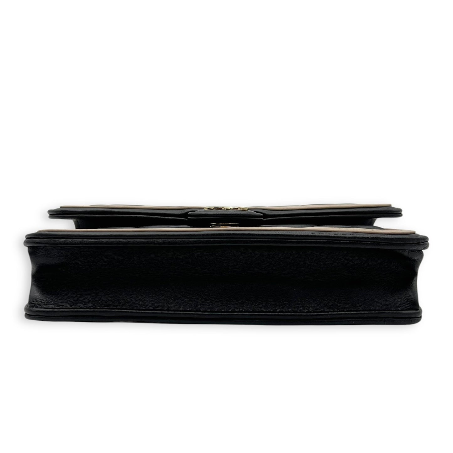 Phone Wallet On Chain Black in Lambskin, Silver hardware