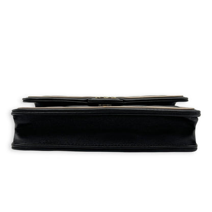 Phone Wallet On Chain Black in Lambskin, Silver hardware