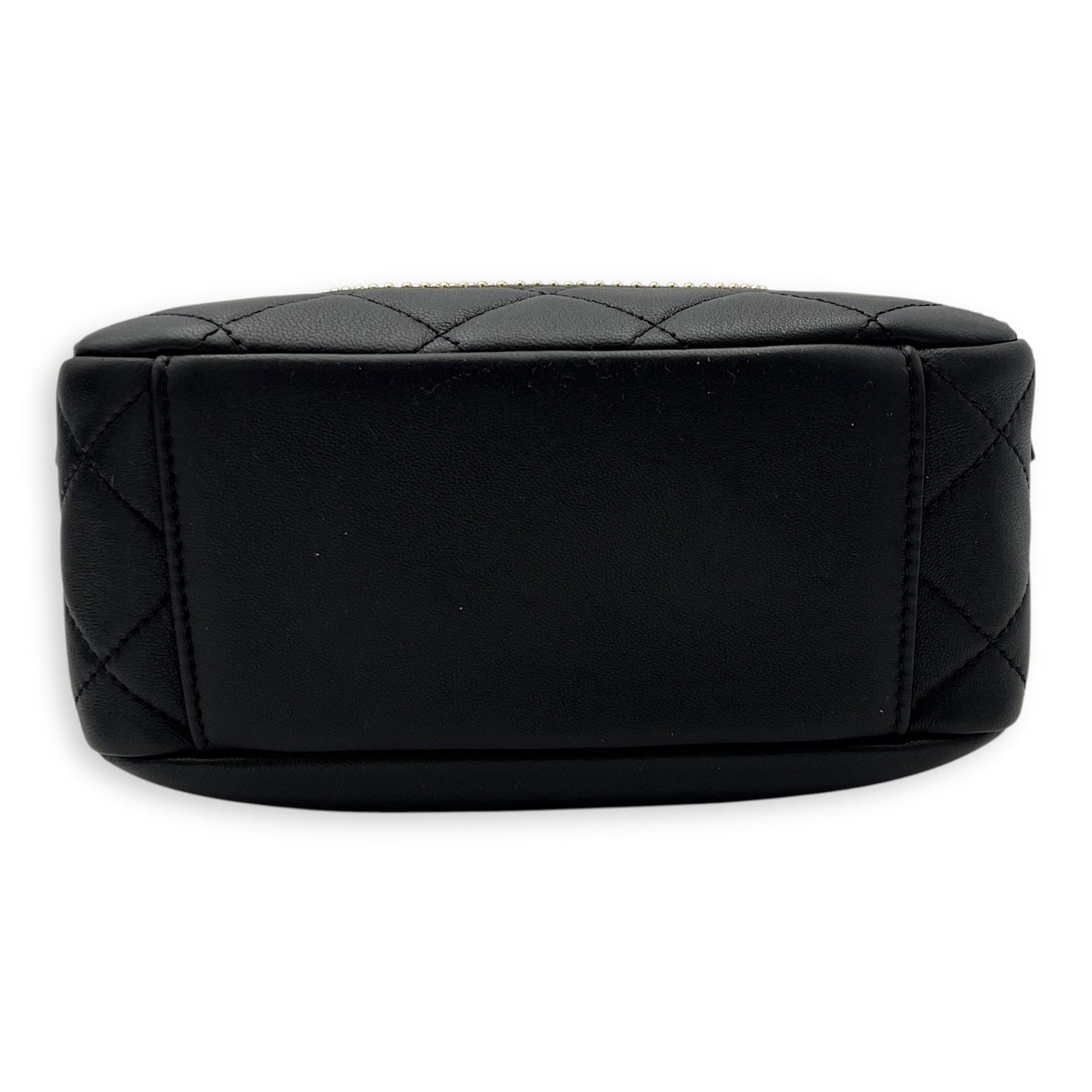 CC Camera Studded Black Shoulder Bag in Lambskin, Gold hardware