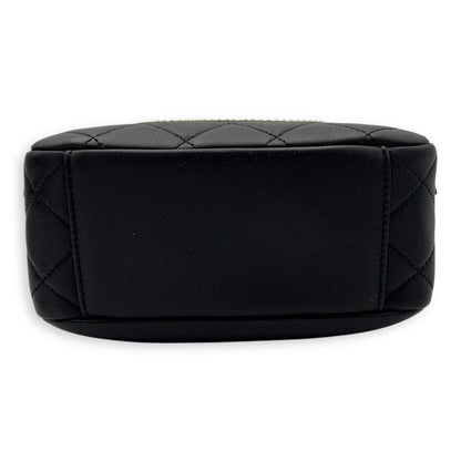 CC Camera Studded Black Shoulder Bag in Lambskin, Gold hardware
