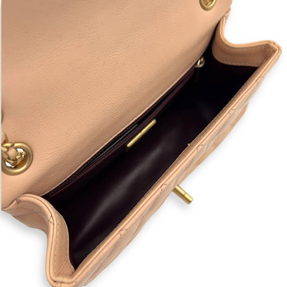 Mini Rectangle Shoulder Bag Beige in Lambskin, Gold hardware