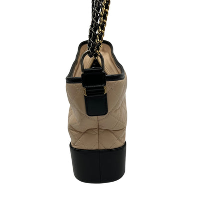 Gabrielle Large Beige Shoulder Bag in Calfskin, Mixed hardware