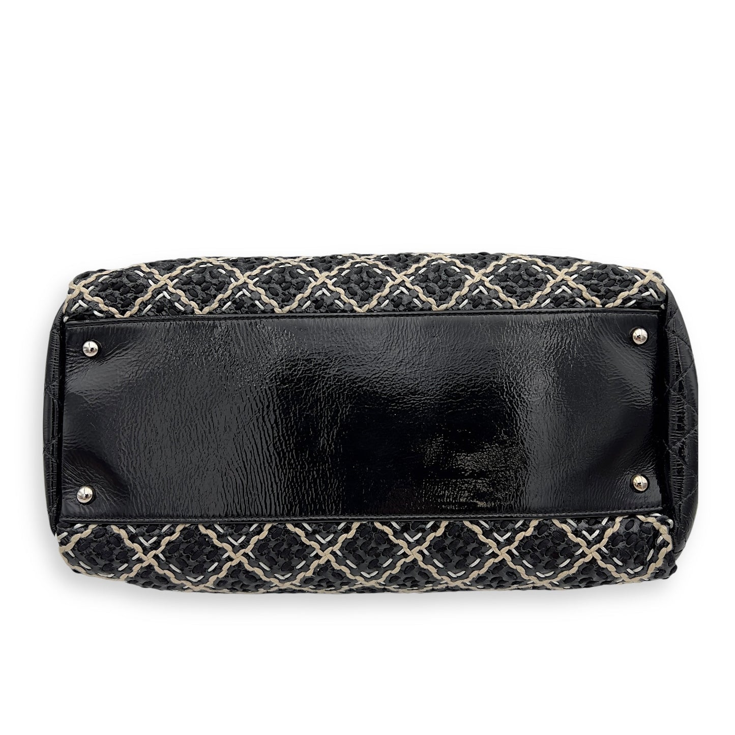 Mademoiselle Bowler Shoulder Bag Black in Tweed, Silver hardware