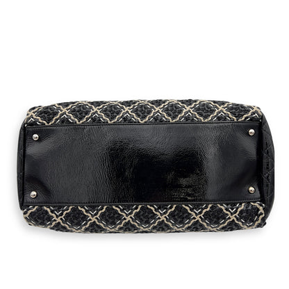Mademoiselle Bowler Shoulder Bag Black in Tweed, Silver hardware