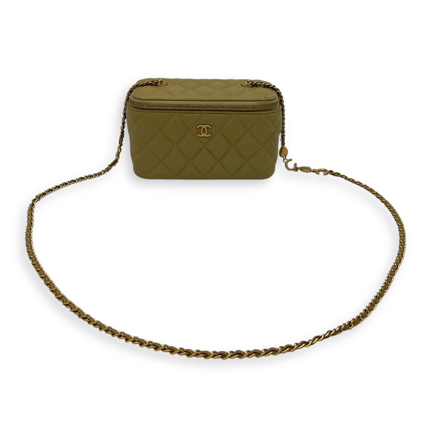 CC Green Vanity Bag in Lambskin, Gold hardware