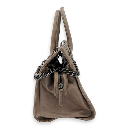 Boy Top Handle Bag Beige in Calfskin, Gunmetal hardware