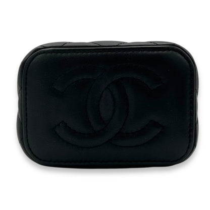 Vanity Mini Black Crossbody Bag in Lambskin, Gold hardware