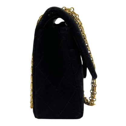 Classic Shoulder Bag Black in Jersey, Gold hardware