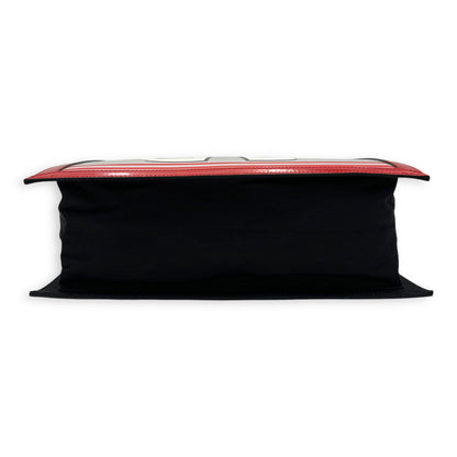 Mademoiselle Lady Coco Enamel Red Top Handle Bag in Patent Leather, Silver hardware