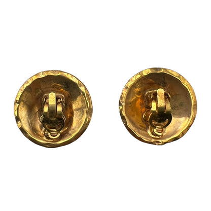 Vintage Quilted CC Clip-On Gold Earring in Others, Gold hardware