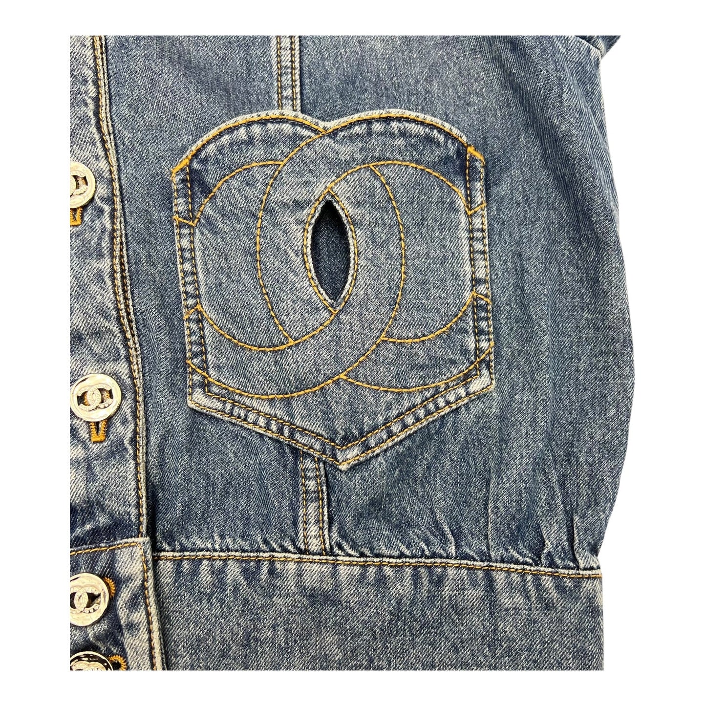 24P Denim Jacket CC Heart Ready-To-Wear FR36 Blue in Denim, Silver hardware