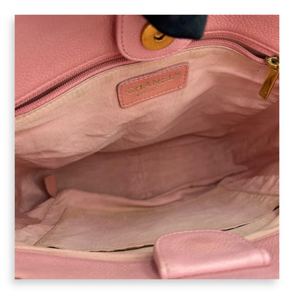 PST Petite Shopping Pink Tote Bag in Caviar Leather, Gold hardware