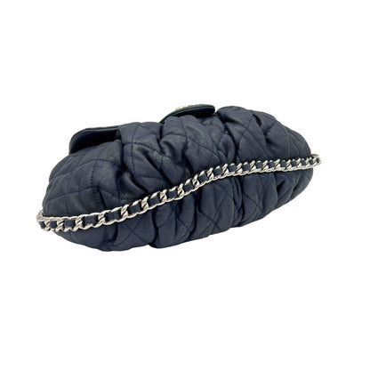 Chain Around Crossbody Bag Navy in Lambskin, Silver hardware