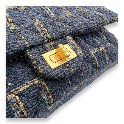 Fantasy 2.55 Reissue Blue Shoulder Bag in Tweed, Gold hardware