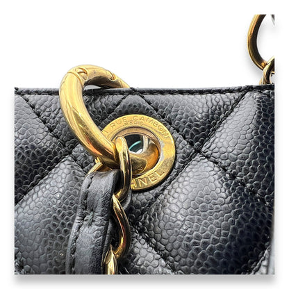 GST Large Black Tote Bag in Caviar Leather, Gold hardware