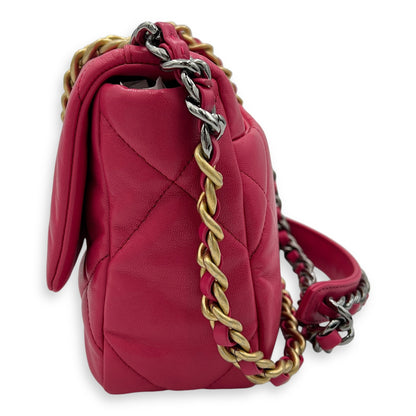 C19 Small Pink Crossbody Bag in Goat Leather, Mixed hardware