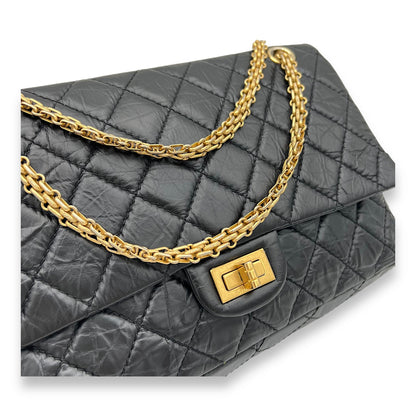 2.55 226 Medium Black Shoulder Bag in Calfskin, Gold hardware